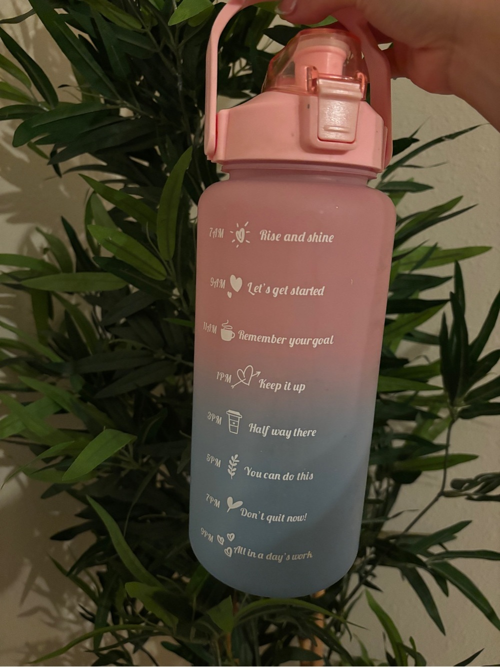 Motivational Gradient Water Bottle - Pink to Blue 64 oz